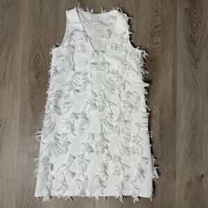 Anthropologie Hunter Bell Dress Fringe Midi Sundress White Sz XS